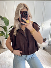 Suede Gilet Amber | Choco
