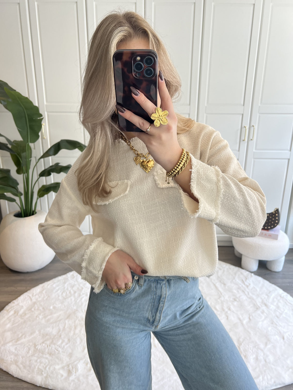 Tweed Top Roos | Ecru