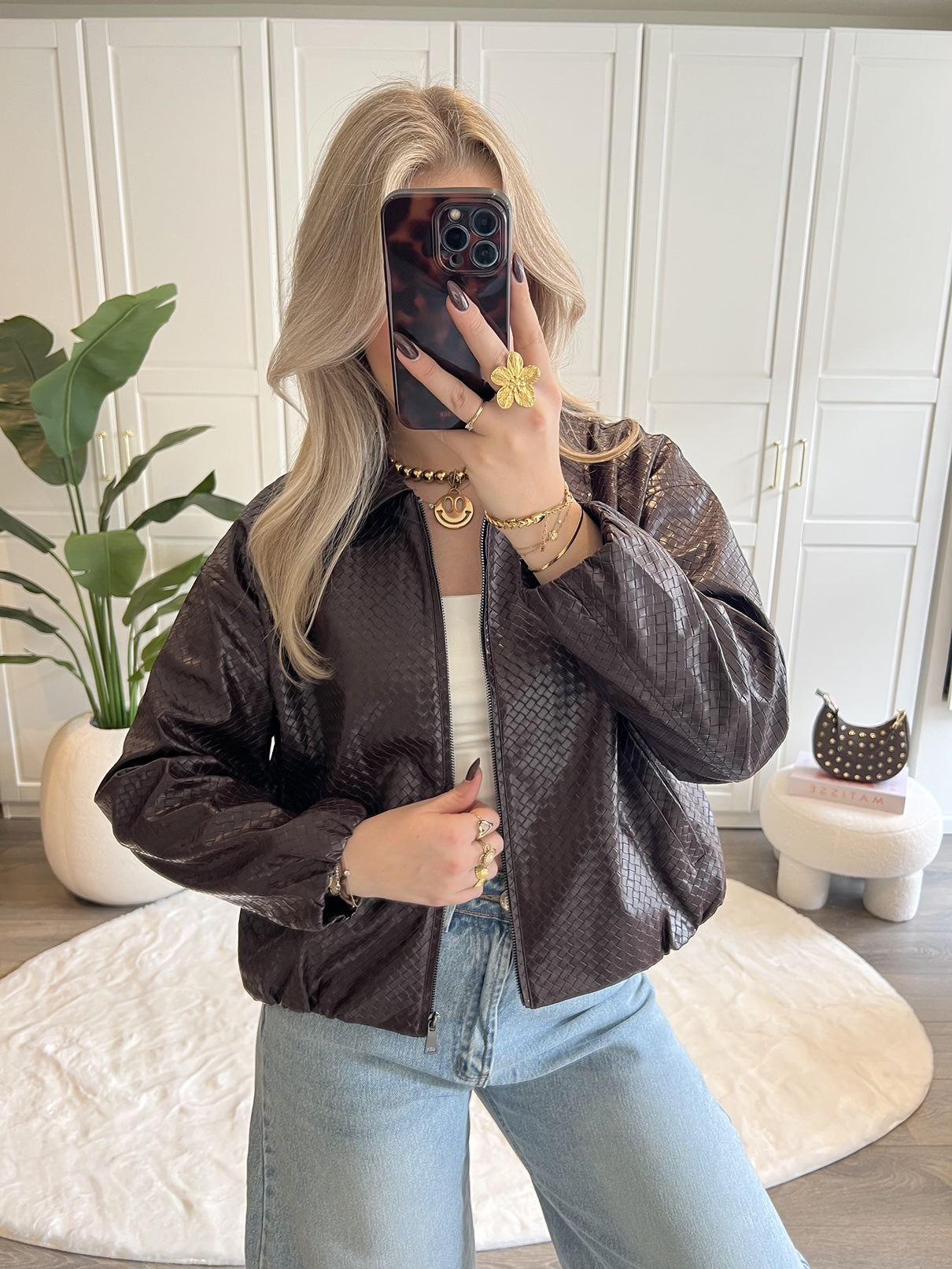 Leather Look Jacket Mischa | Bordeaux