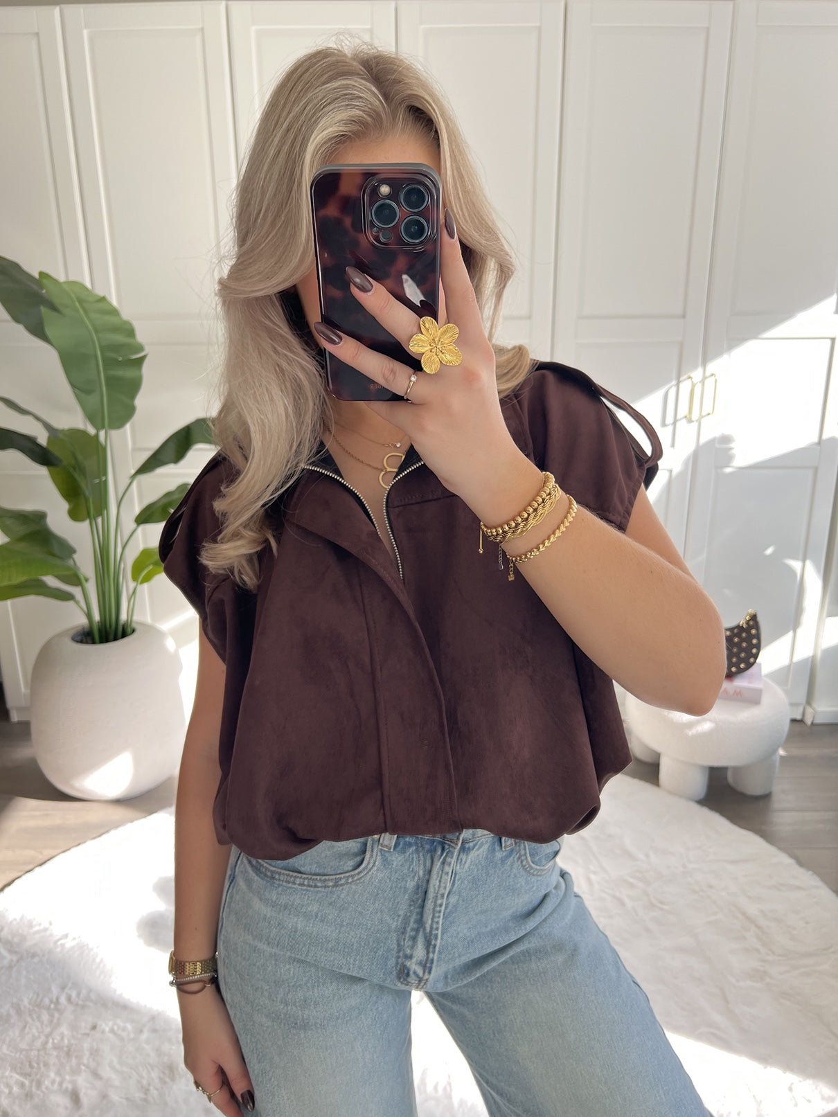 Suede Gilet Amber | Choco