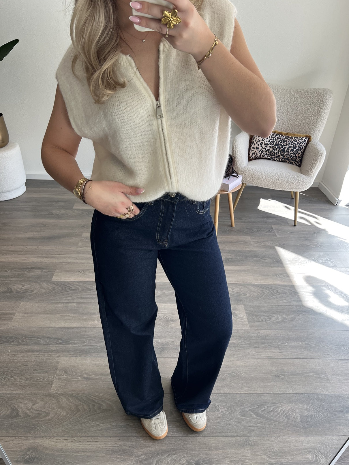 Wide Leg Jeans T85 | Blauw