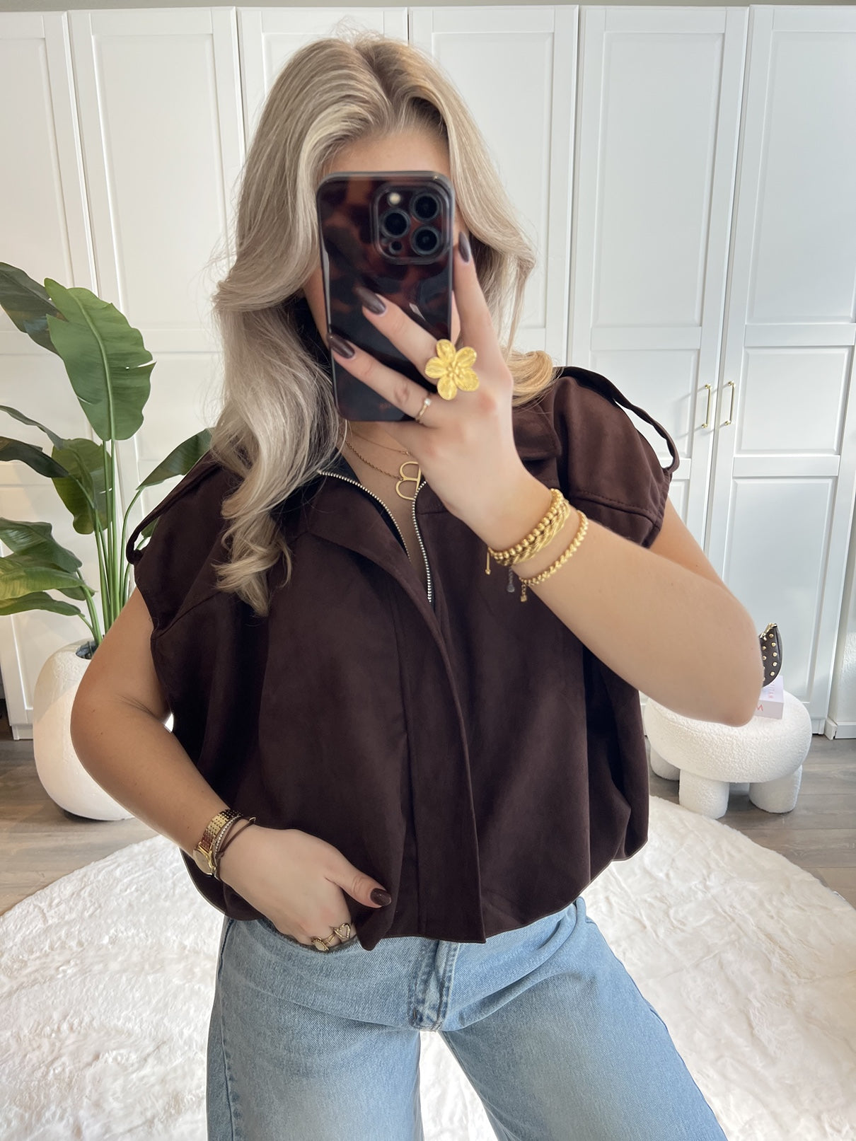 Suede Gilet Amber | Choco
