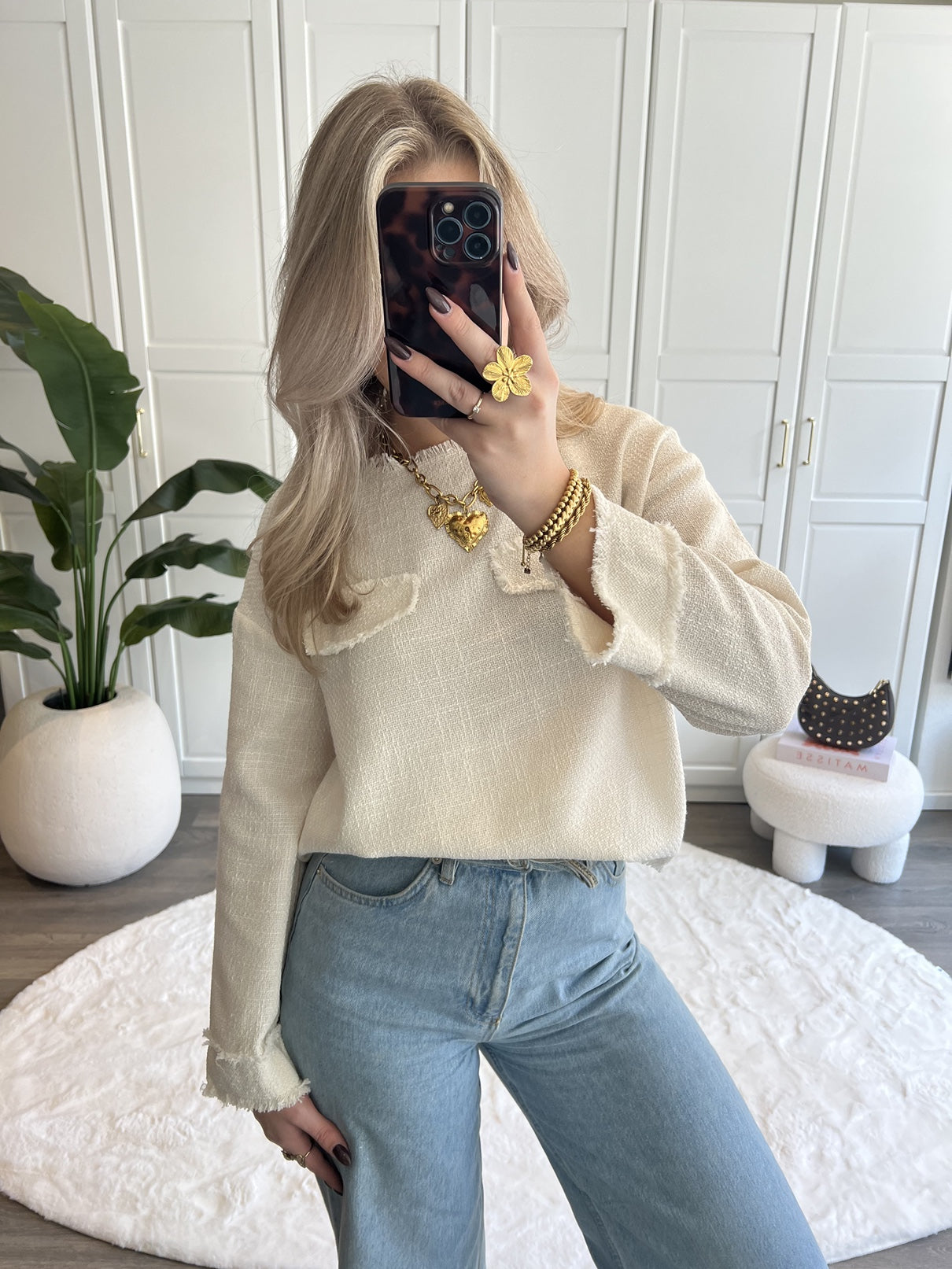 Tweed Top Roos | Ecru