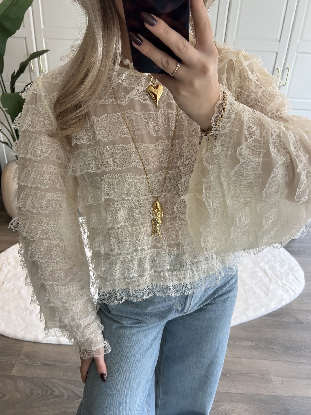 Lace Top Macey | Creme