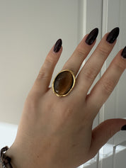 Brown Vintage Oval Ring | Goud