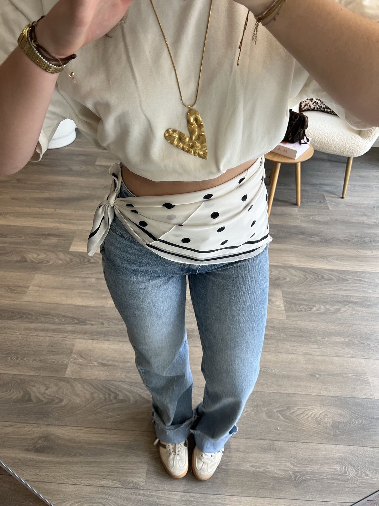 Sjaal Polkadot | Wit