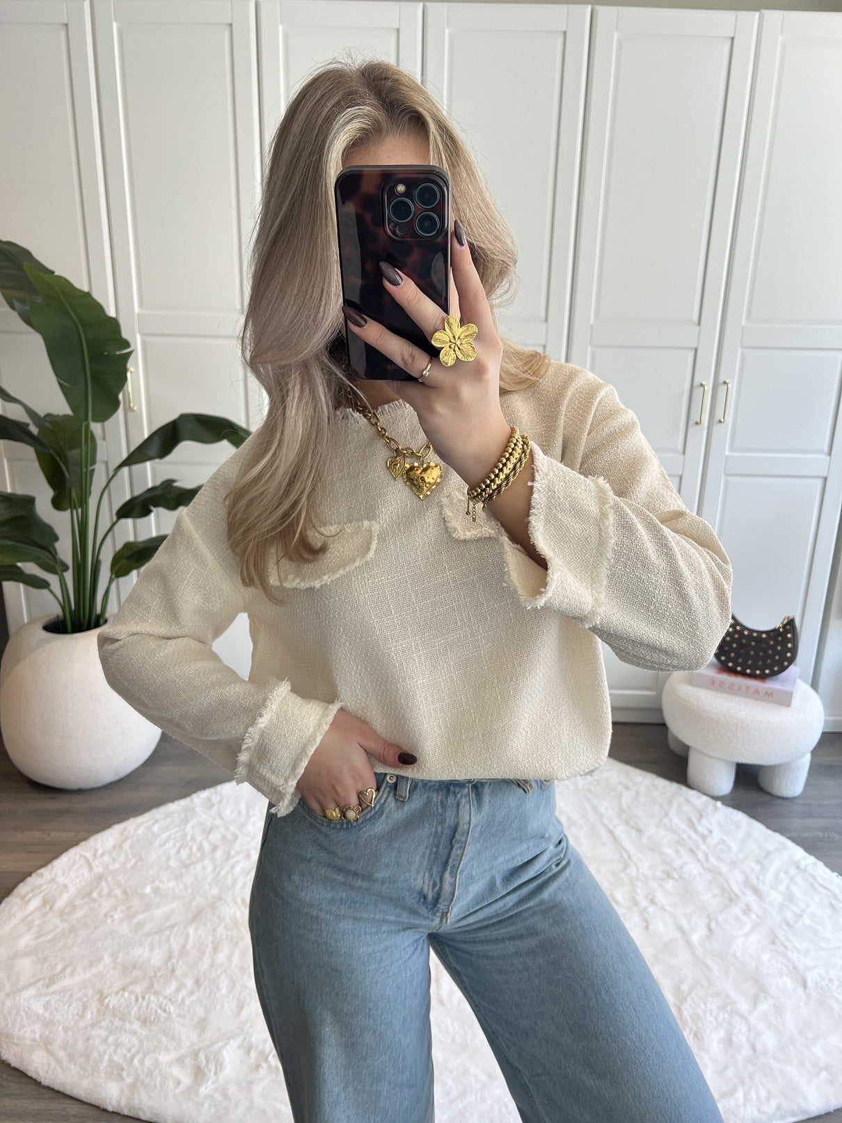 Tweed Top Roos | Ecru