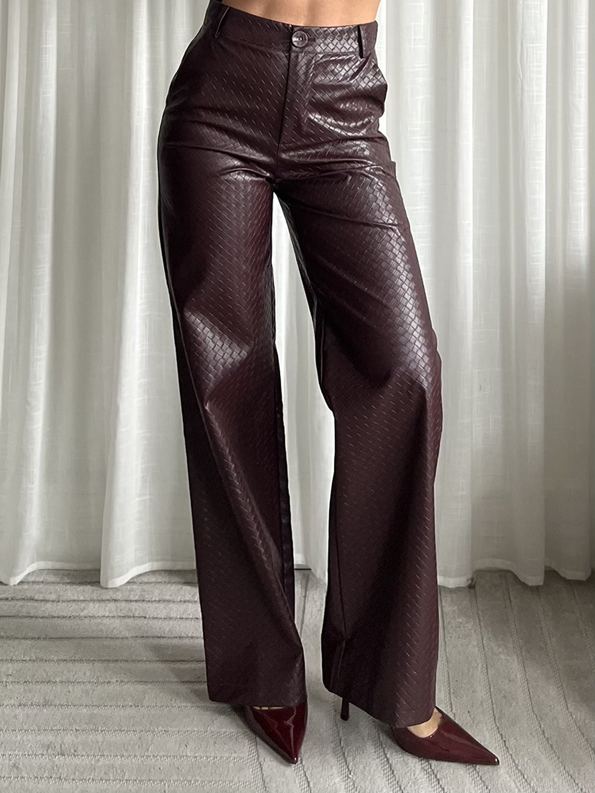 Leather Look Pantalon Pien | Bordeaux