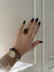 Brown Vintage Oval Ring | Goud