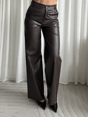 Leather Look Pantalon Pien | Choco