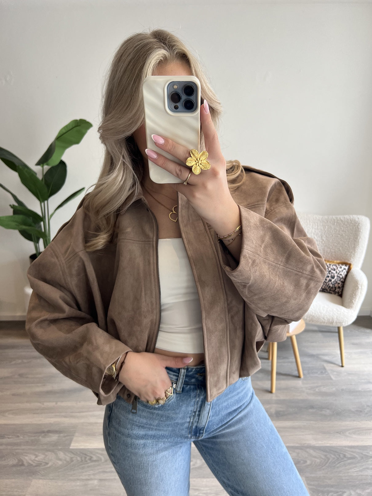 Suede Bomberjas Bo | Beige